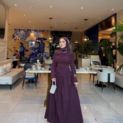 Burgundy Grace – Draped Modest Dress